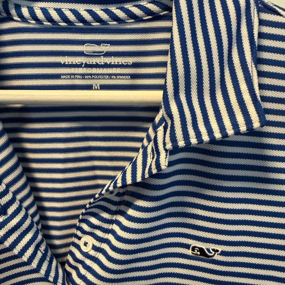 Vineyard Vines Blue and White Striped Button-Down Polo - Picture 2 of 3